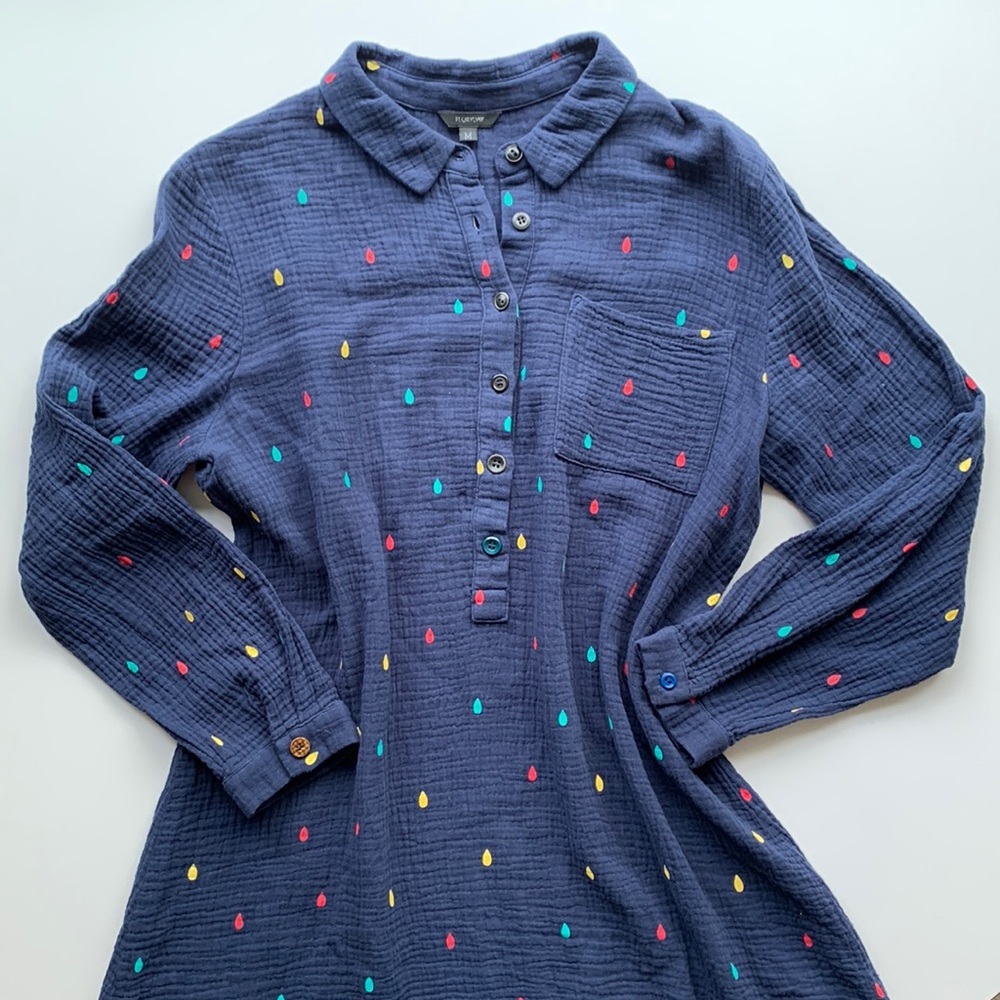 Floryday Shirt Dress Rainbow Rain Drop Print Tunic Dress M